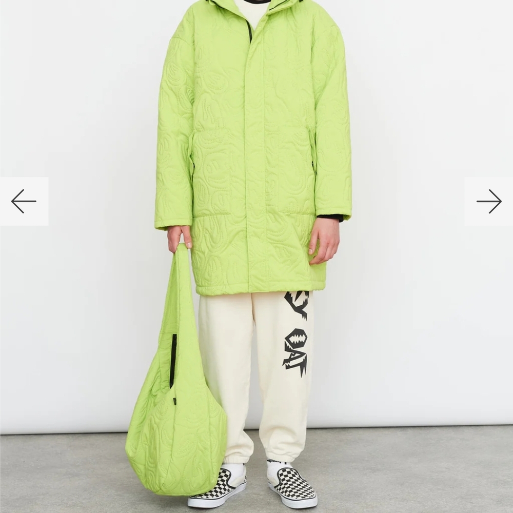 Lazy Oaf Neon Lime Quilted Puffer Coat